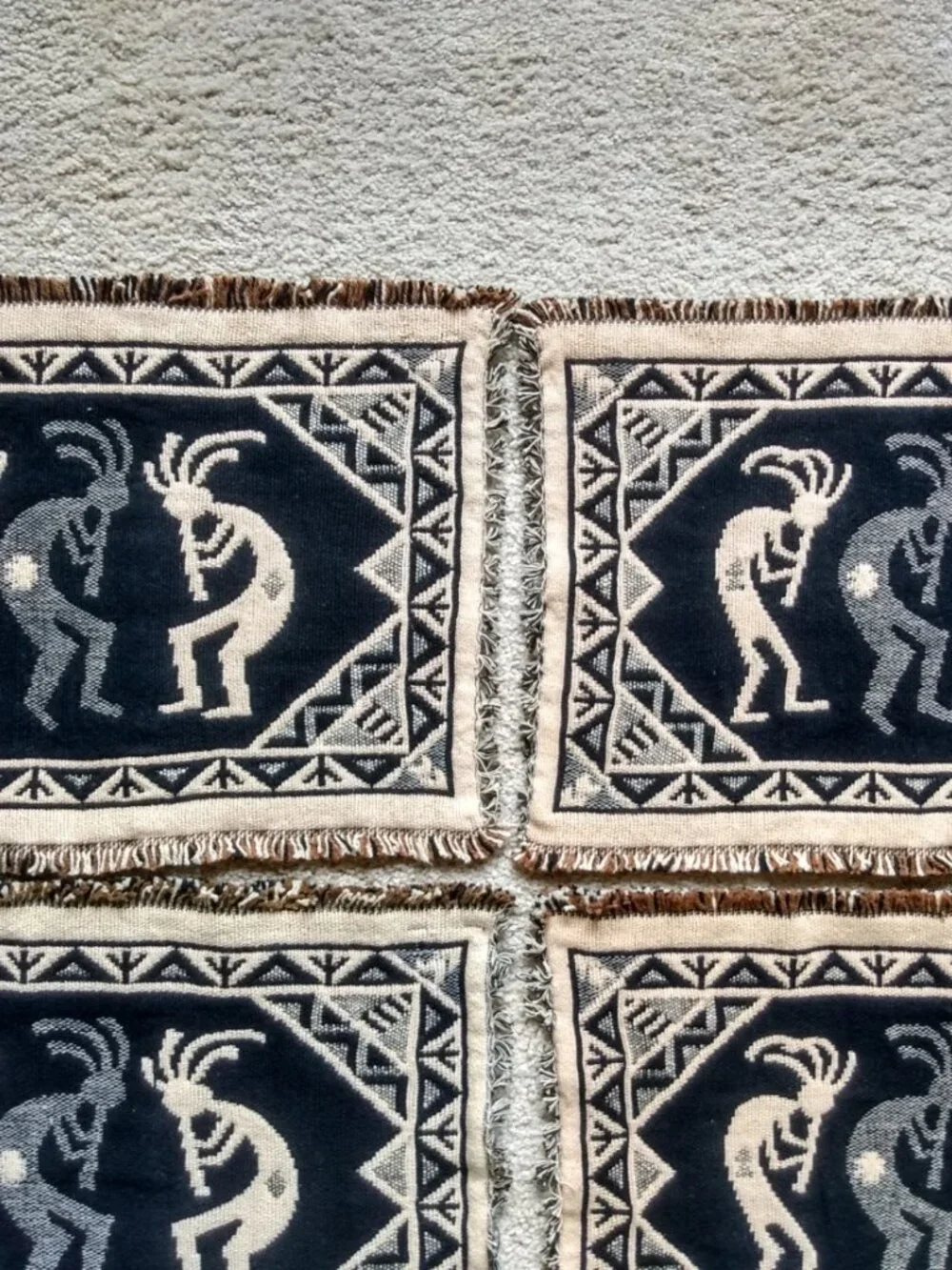 Southwestern Cotton Placemats Set of 6 Kokopelli Geometric Tapestry NWOT New 19
